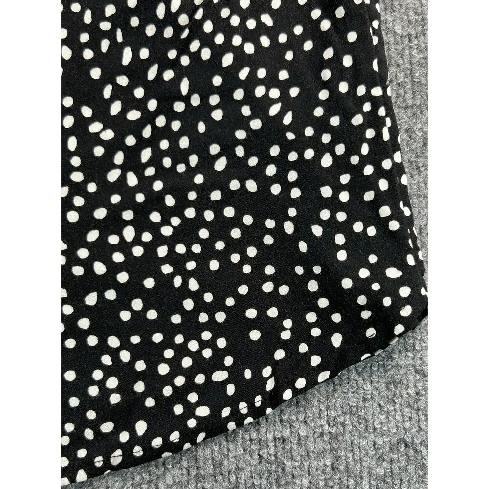 H&M Sleeveless Button Front Blouse Women's Size 8 Black White Polka Dot Top - Picture 4 of 6